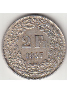 1937 - Svizzera Argento 2 Francs Silver Switzerland Standing Helvetia